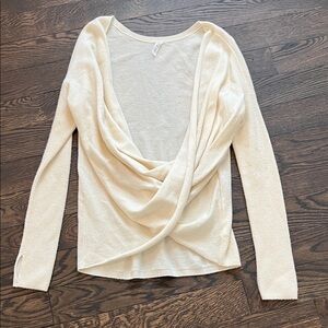 Athleta Cream Drape Front Blouse